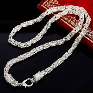 Men's Cuban Chain S925 Silvery Plated Fashion Party Jewelry Gift.20 inch Length